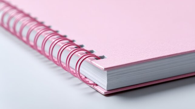 Close-up of a Pink Spiral Notebook with Blank Pages, Perfect for Notes and Organization
