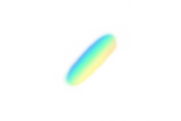 Rainbow light beam creating a soft glow and colorful gradient effect on a transparent background, good for overlays