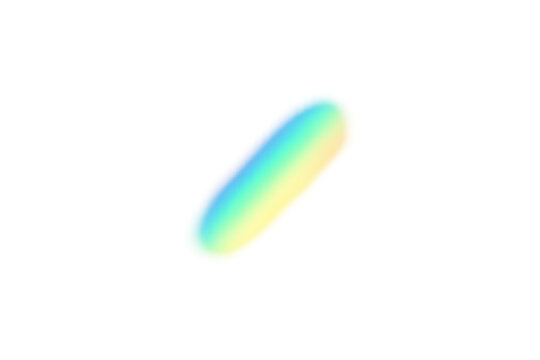 Rainbow light beam creating a soft glow and colorful gradient effect on a transparent background, good for overlays