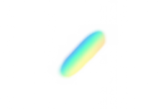 Rainbow light beam creating a soft glow and colorful gradient effect on a transparent background, good for overlays