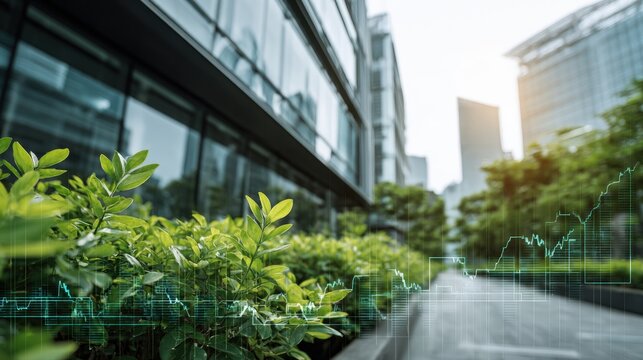 Sustainable Urban Development: Greenery and Modern Architecture in a Cityscape, Representing Growth and Investment - Powered by Adobe