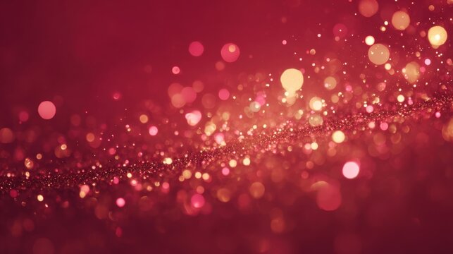 Elegant Red Bokeh Lights Background for Festive Celebrations and Romantic Valentine's Day Designs - Powered by Adobe