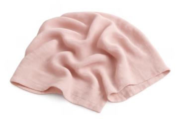 Pink linen fabric towel texture with crinkled folds