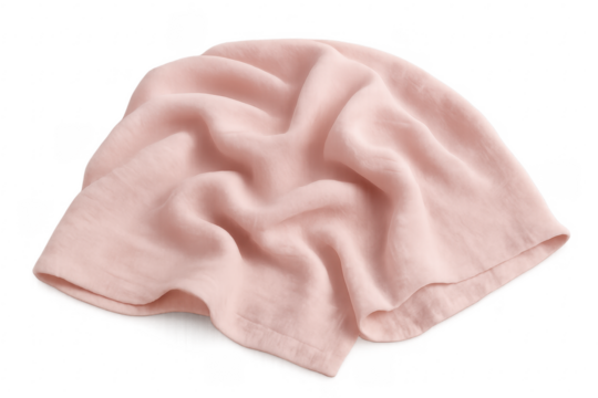 Pink linen fabric towel texture with crinkled folds - Powered by Adobe