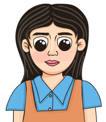 Cute Woman Portrait PNG | Cartoon Girl Illustration | Female Character Clipart