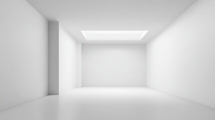 Fototapeta premium Abstract Spacious White Room Interior with Ceiling Light, Minimalist Design and Empty Space for Product Display