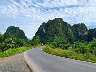 limestone mountains on the Batulicin by pass road in Banjarbaru