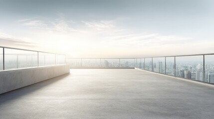 Obraz premium Modern Skyscraper Rooftop Terrace with Cityscape View, Contemporary Architecture and Urban Design Concept