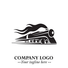 Train Moving Fast Logo Symbol in Black on the White Background with Modern Transport Design
