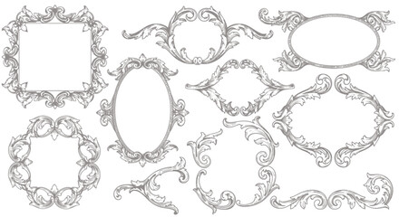 Obraz premium An elegant vector illustration showcasing a collection of ornate, vintage-style Islamic frames and decorative elements, perfect for design projects and adding a touch of classic sophistication.