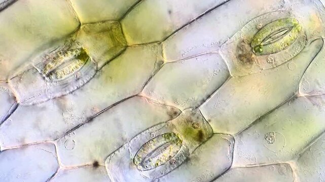 Microscopic Footage of Stomatal Movement on Plant Leaf