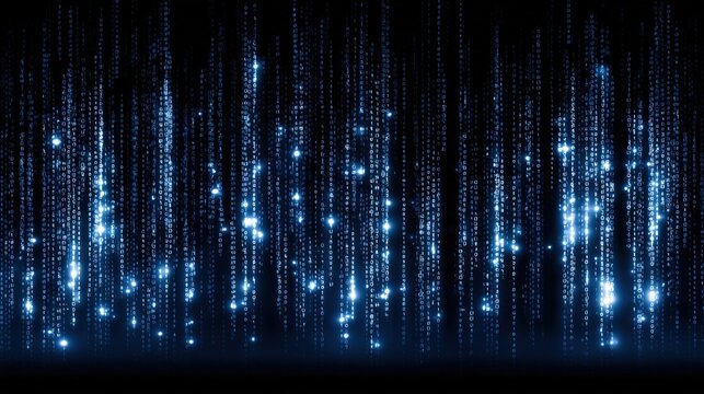 Abstract digital rain with blue lights, a futuristic technology concept ideal for tech and modern design