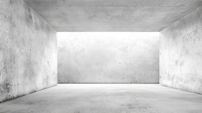 Empty Concrete Room with Natural Light, Ideal for Showrooms, Galleries, and Modern Architectural Visualizations