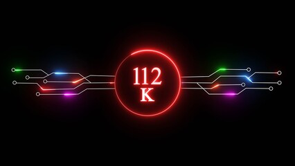 112K followers or subscribers' illustration. Promotion for social media content and digital advertising.