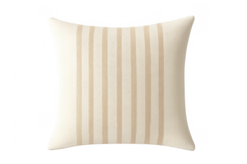 Beige striped throw pillow on transparent background