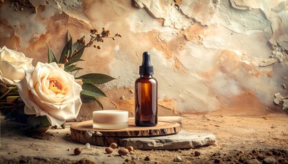 background with cosmetic bottles