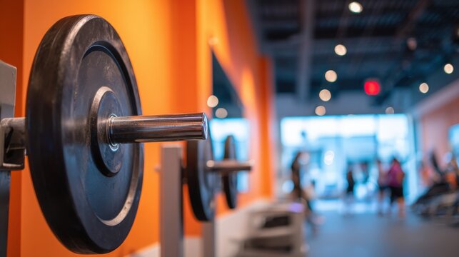 Weightlifting Barbell at Gym on Squat Rack for Strength Training and Fitness in Bright Space - Powered by Adobe
