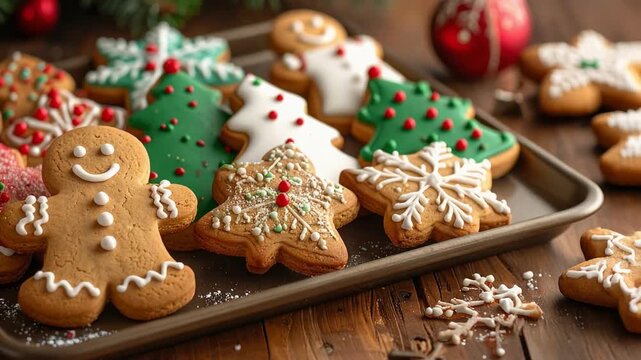 クリスマス気分を盛り上げるジンジャークッキー焼き菓子の盛り合わせ