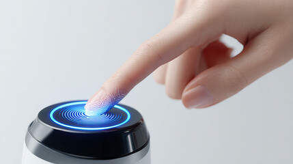 Detailed Surreal PNG of Human Finger Pressing Biometric Sensor on Transparent Background