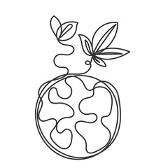continuous line drawing doodle earth and plant illustration
