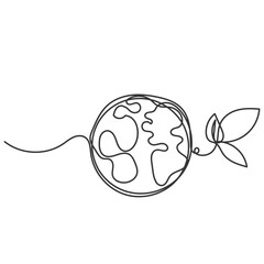 continuous line drawing doodle earth and plant illustration