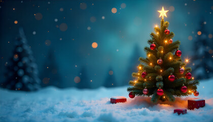 Obraz premium christmas tree in snow