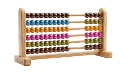 Colorful wooden abacus with beads isolated on transparent background