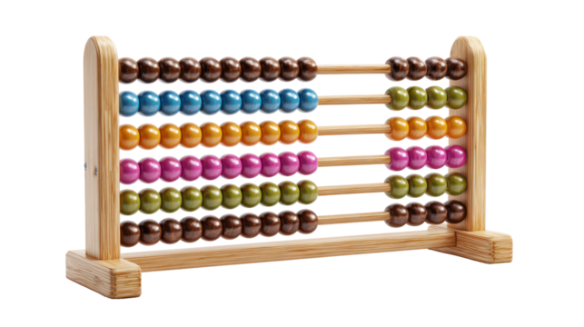 Colorful wooden abacus with beads isolated on transparent background - Powered by Adobe