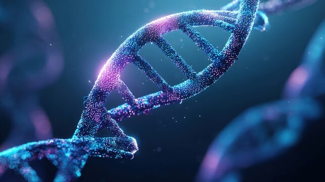 Abstract DNA Helix Structure: Science Visualization of Genetic Code with Molecular Biology Concept - Powered by Adobe