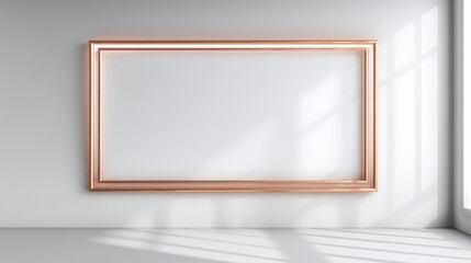 Elegant Rose Gold Frame Mockup on White Wall for Art, Photography, or Design Showcase
