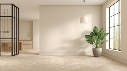 Fototapeta premium Modern Interior Design with Natural Light, Minimalist D�cor, and Spacious Layout for Home or Office