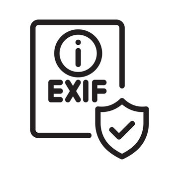 File labeled EXIF with shield indicating metadata privacy and protected image information.