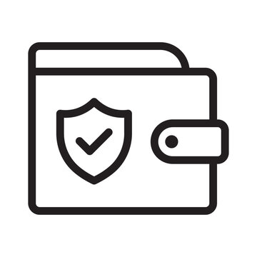 Digital wallet with shield symbolizing payment protection, secure wallet or crypto safekeeping.