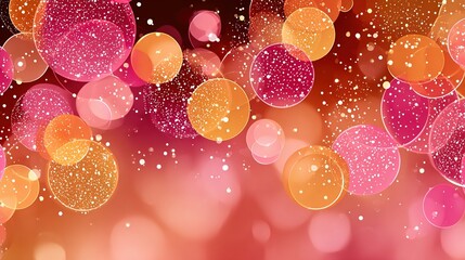 Abstract background with bokeh effect featuring orange pink and white circular shapes.