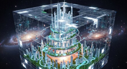 Futuristic urban planning showcases a technologically advanced cityscape concept