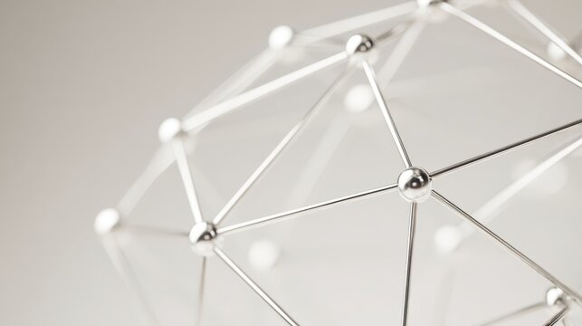 Abstract Geometric Structure with Silver Metallic Connectors: Modern Design for Technology and Science Concepts