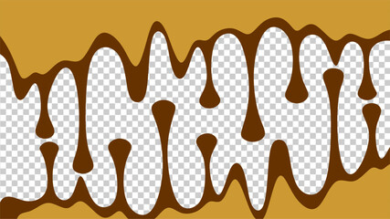 Dripping chocolate illustration. Chocolate drips illustration on transparent background. Wavy chocolate drip illustration. Dripping chocolate illustration on transparent background. 