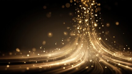 Obraz premium Elegant Golden Light Trails on Dark Background for Festive Celebration and Decorative Design