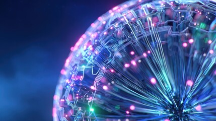 Abstract Technology Globe with Glowing Connections, Representing Global Network, Futuristic Design, and Innovative Communication