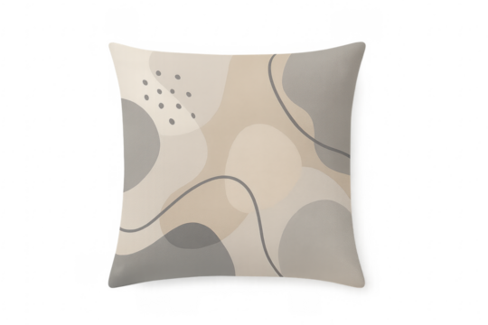 Cushion with abstract organic pattern in neutral colors