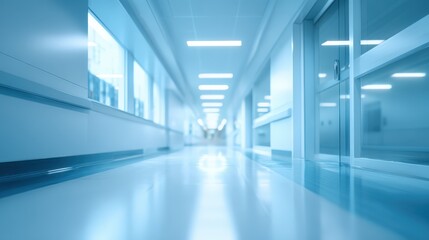 Obraz premium Clean Hospital Interior with Modern Design and Bright Lighting, Emphasizing Hygiene and Advanced Medical Environment