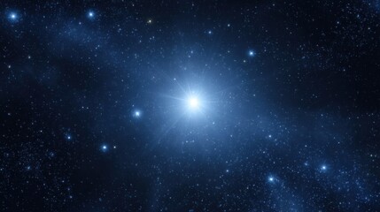 Obraz premium Brilliant Star Amidst a Nebula Field: Cosmic Radiance and Deep Space Exploration