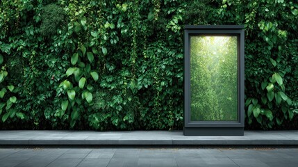 Vertical Garden Billboard Mockup: Eco-Friendly Advertising Space with Lush Green Wall Backdrop for Sustainable Campaigns