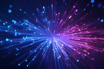 Obraz premium Dynamic Light Burst Background with Vibrant Blue and Magenta Rays, Abstract Celebration and Energy