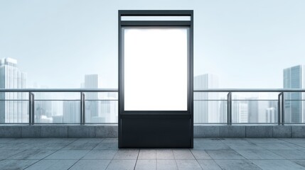 Blank Urban Billboard Mockup for Advertising, Cityscape Background, Commercial Display, Outdoor Ad Space, Media Presentation