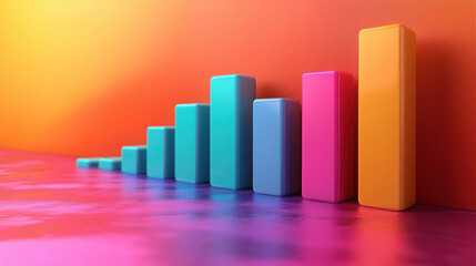 Colorful stacked bar chart representing business revenue growth with vibrant background