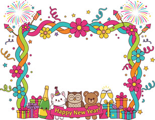 Fototapeta premium Happy New Year party frame