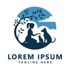 Logo design dog owners premium vector