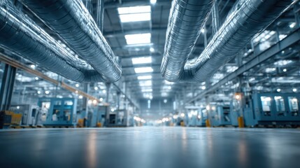 Industrial Interior with Ventilation System and Equipment: A Modern Manufacturing Space for Production and Innovation