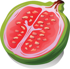 slice of guava fruit cut out